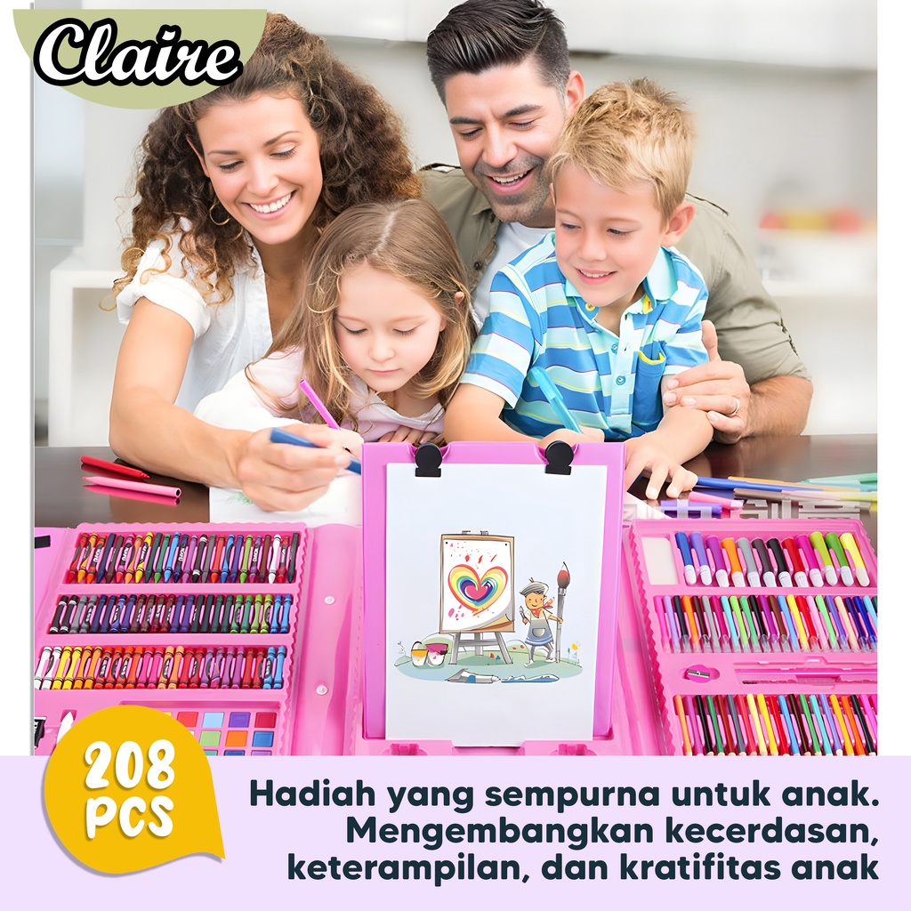 Set Art / Crayon Set 208pcs / Krayon Mewarnai Anak 208pcs / Pensil Warna Set 208pcs