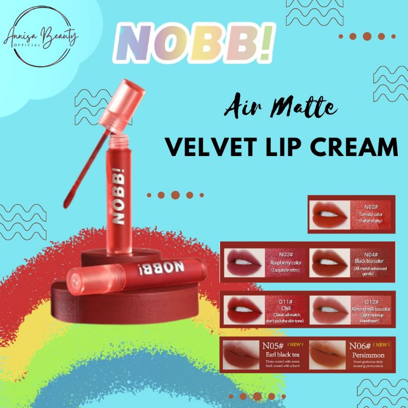 [BPOM] 100 % Original NOBB! Lip cream lembab velvet finish lip cream + Air Matte Velvet Lip Cream Long Lasting Lip Gloss Waterproof