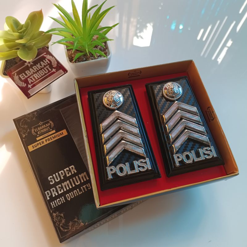 PANGKAT PDH POLRI PANGKAT BRIPKA FULL CARBON LIS HITAM