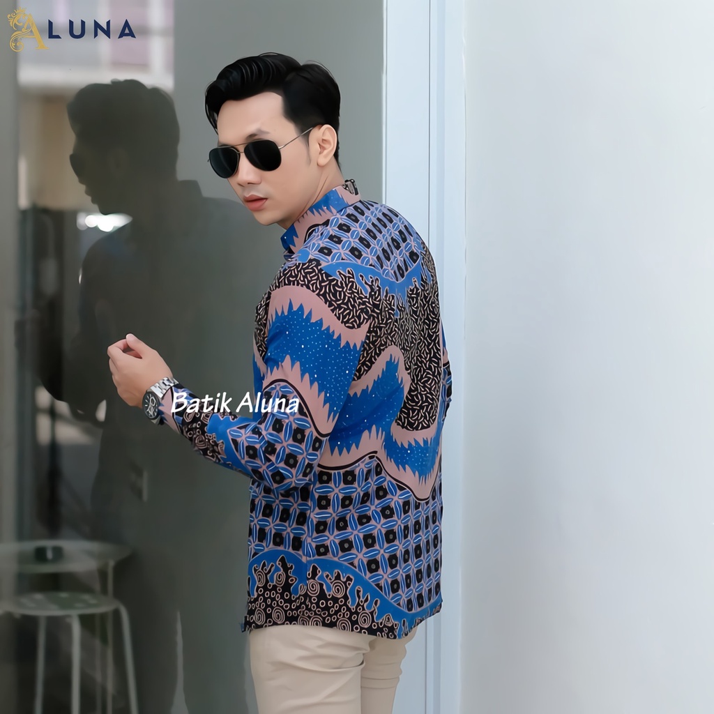 Baju Kemeja Batik Pria Cowok Lengan Panjang Slimfit Atasan Batik Premium Pria Cowok Batik Pekalongan Kekinian Original Modern Seragam Kantor Jumbo SBA 01