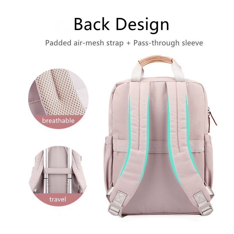 Smalllee Wanita Tas Ransel Ringan Tahan Air Tahan Guncangan Kapasitas Besar Tas Ransel Laptop 15.6 Inci