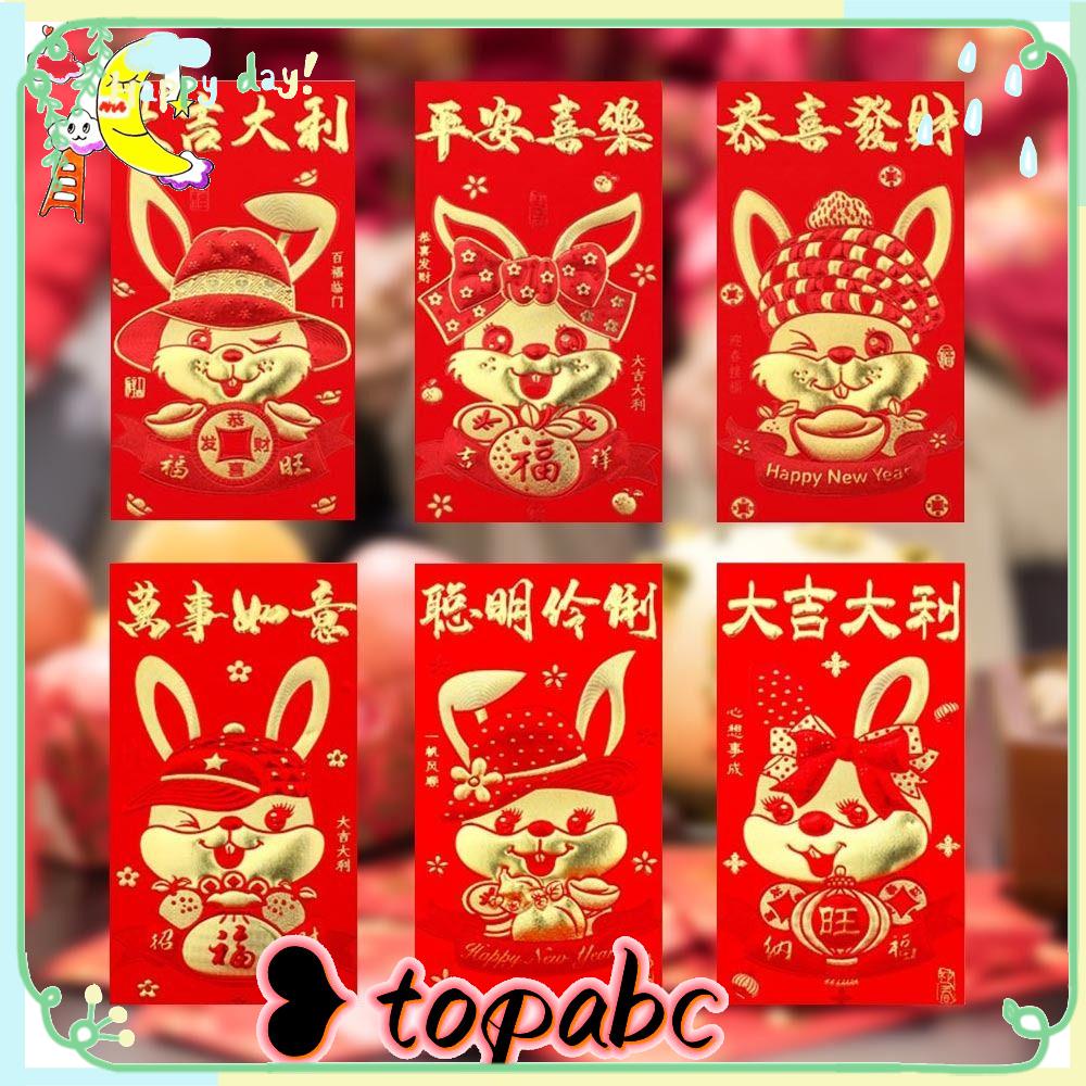 Top 18pcs/set Amplop Merah Tahun Kartun Baru Kelinci Hongbao