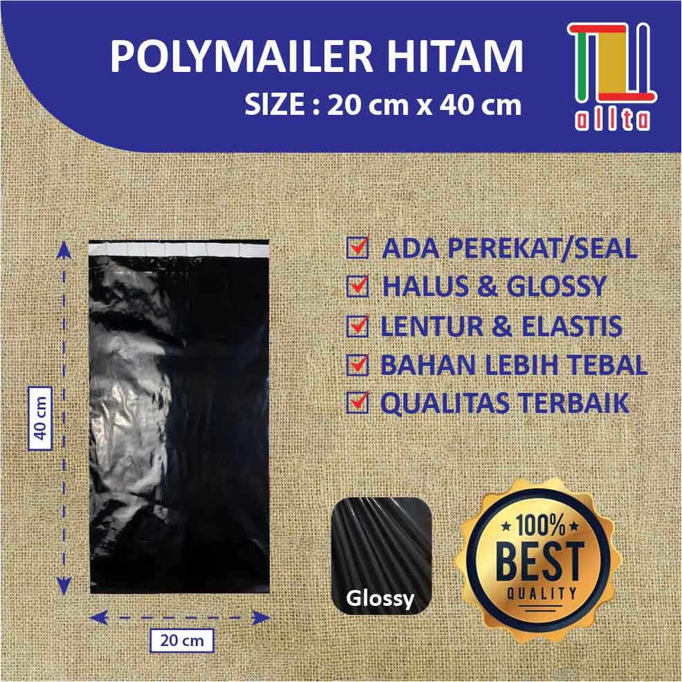 

Sy PLASTIK PACKING OLSHOP PE POLYMAILER kantong kemasan amplop plastik 20X40 HITAM GLOSSY mewah