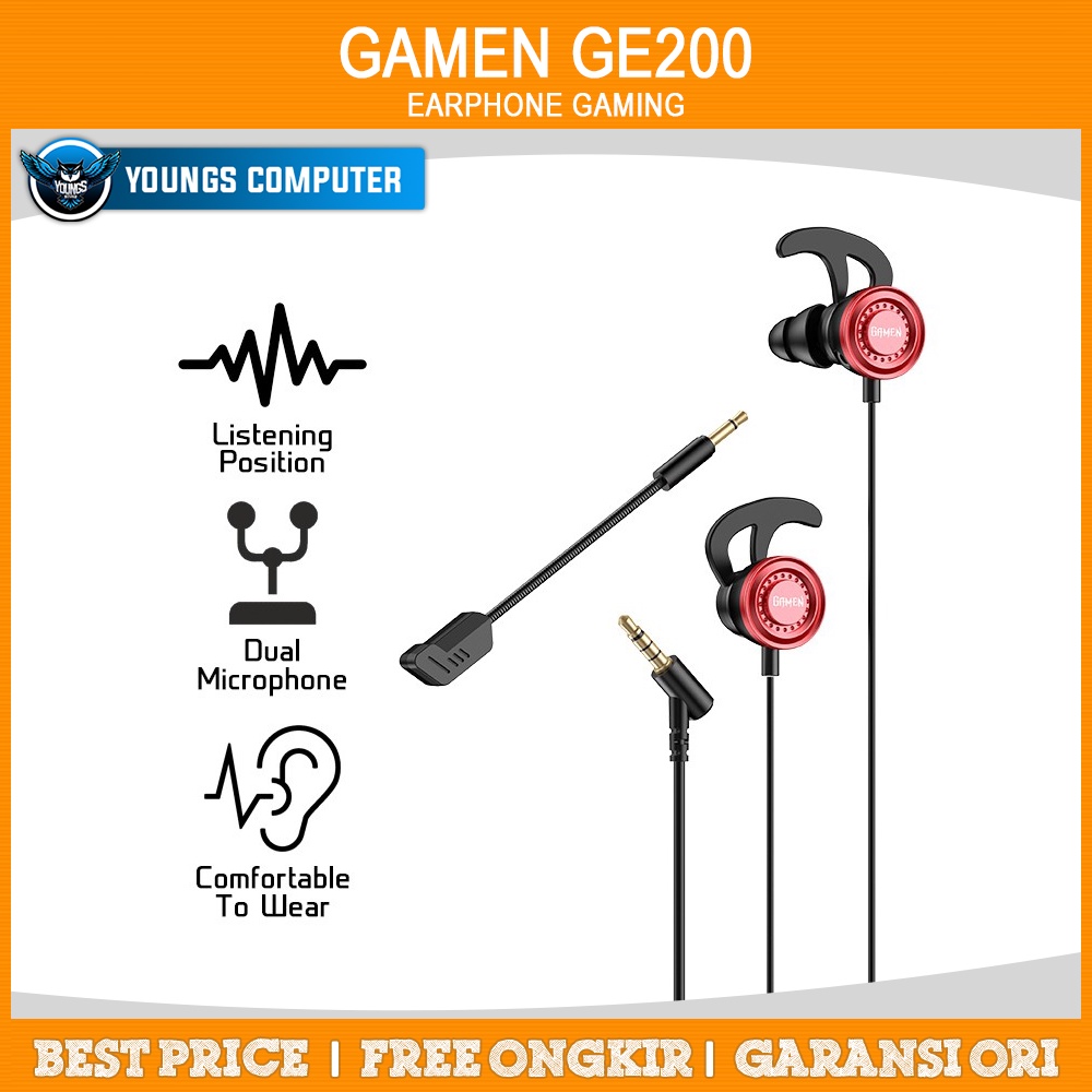 Earphone GAMEN GE200 Dual Microphone Virtual Stereo Surround Sound In-ear Game