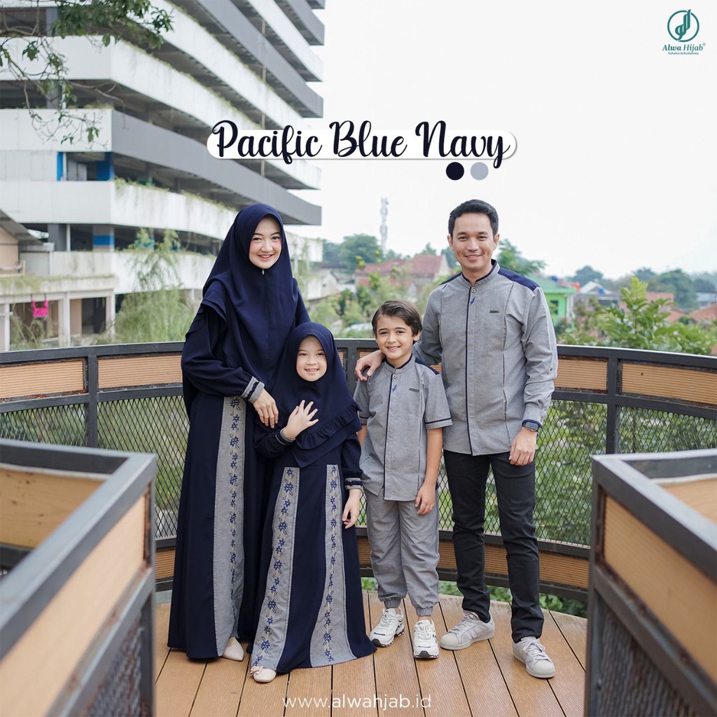 CLASSY MOM NAVY L SET BY ALWA HIJAB/GAMIS KATUN/GAMIS LEBARAN/KHIMAR JUMBO/BERGO JUMBO
