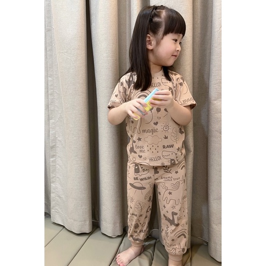 One Set Anak | Baju Anak Setelan | Setelan Anak | Short Pajamas for Kids | Piyama Anak Full Print
