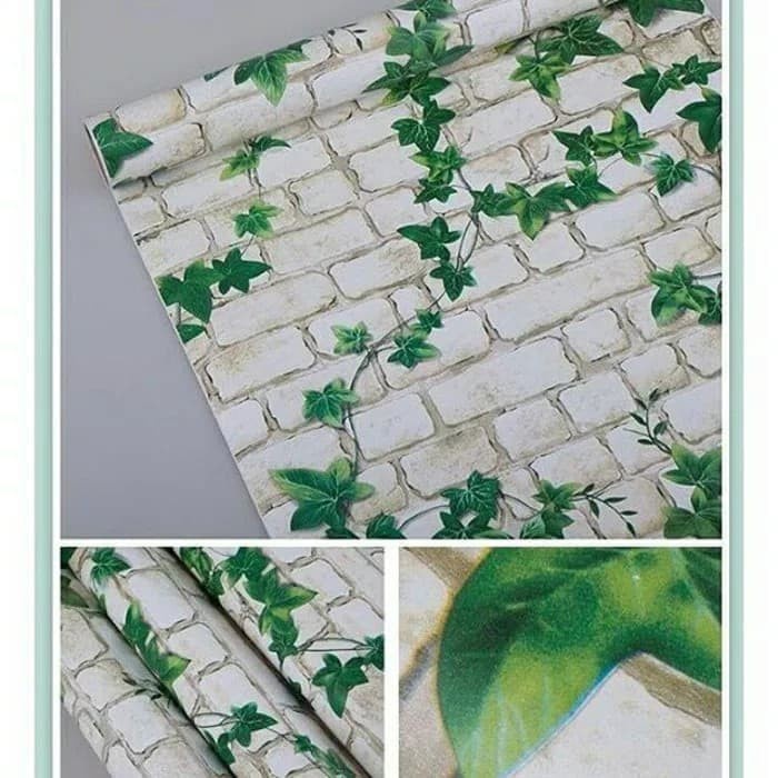 WALLPAPAER STIKER DINDING BATA DAUN PUTIH