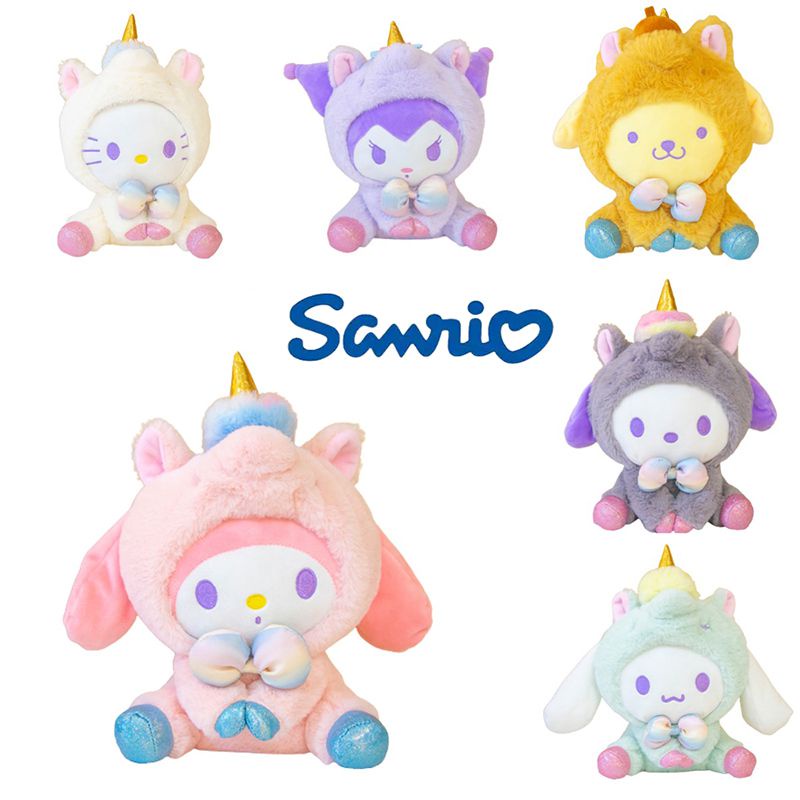 Soft-touch Sanrio Kuromi Hellokitty Melody Pachacco Cinnamoroll Unicorn Boneka Mainan Mewah Hadiah Anak