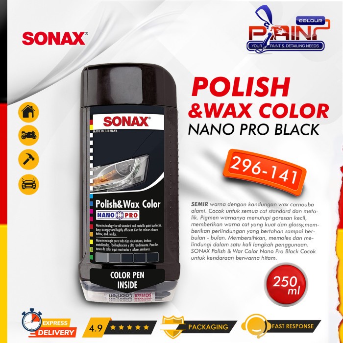 SONAX POLISH &amp; WAX COLOR NANO PRO BLACK 250ml 296-141