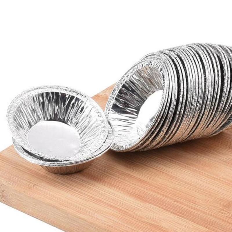 100pcs Cetakan Pie Susu Mini Disposable Aluminum Foil Baking Cookie Muffin Cupcake Egg Tart Mold