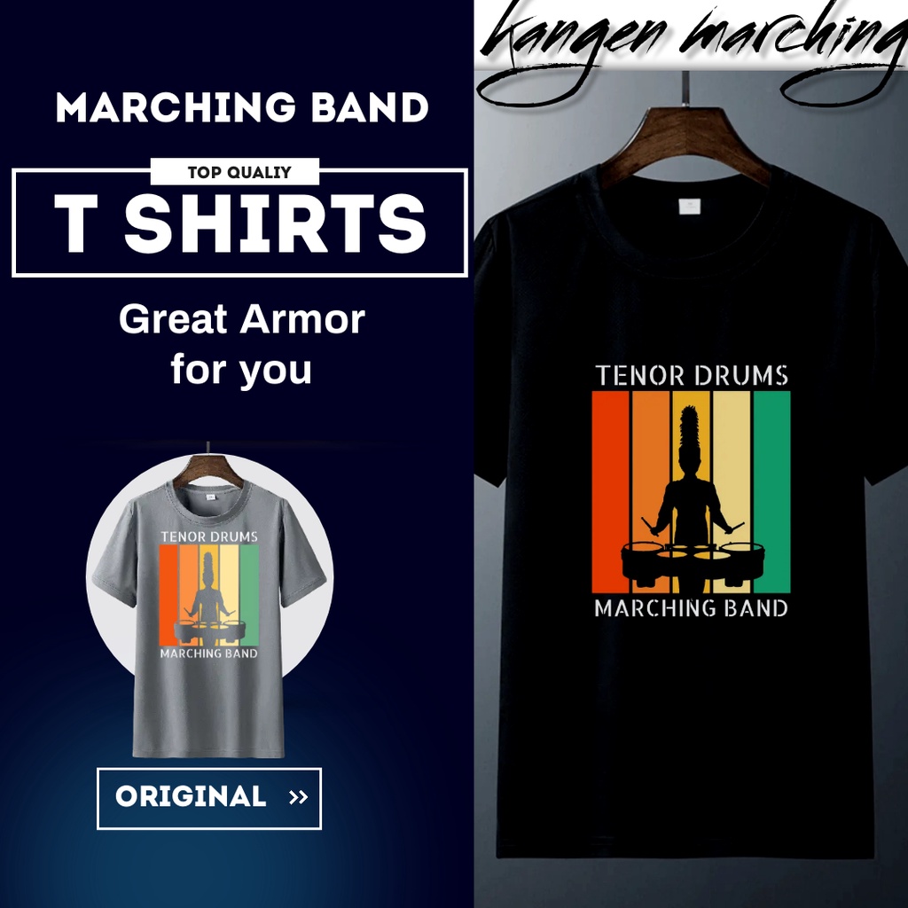 [ Percussion ] Pakaian / Atasan / Kaos / T Shirt Marching Band Pria Wanita Cowok Cowo Unisex Tangan 