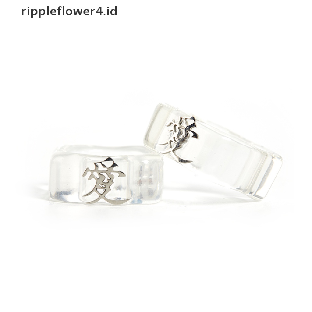 {rippleflower4.id} Korea Love Resin Cincin Transparan Wanita Vintage Hadiah Persahabatan Pesta Punk Ring~