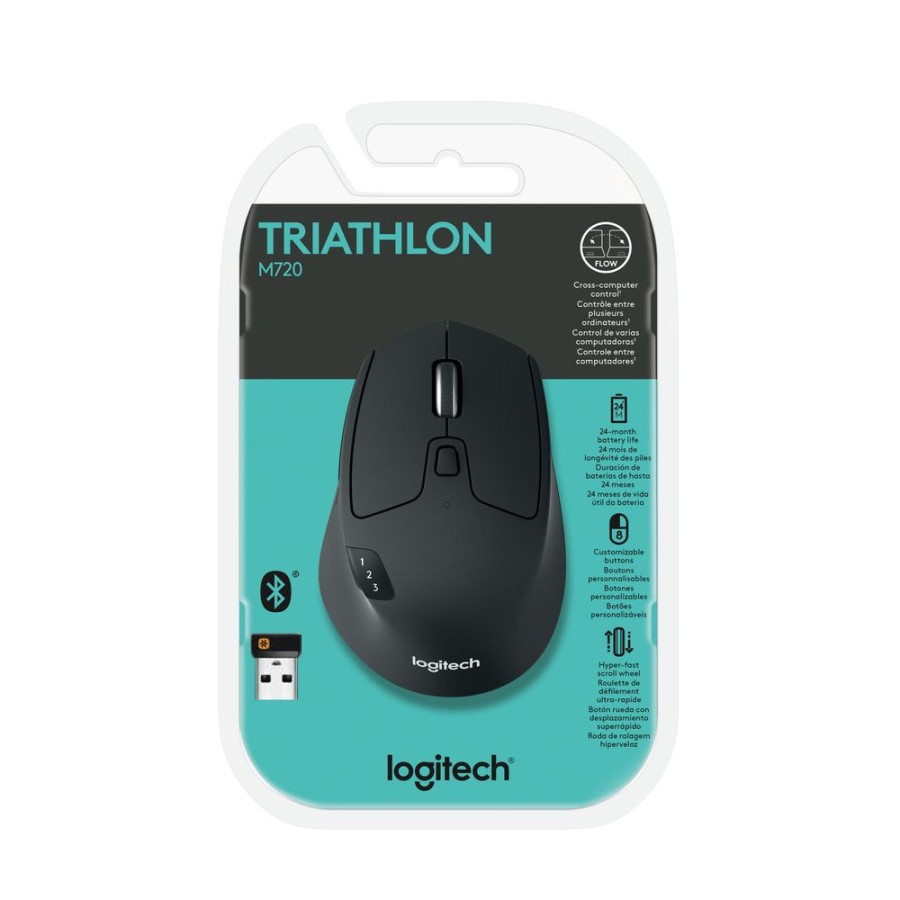 Logitech M720 Mouse Wireless Bluetooth Multi-Device Hyper Fast-Scroll