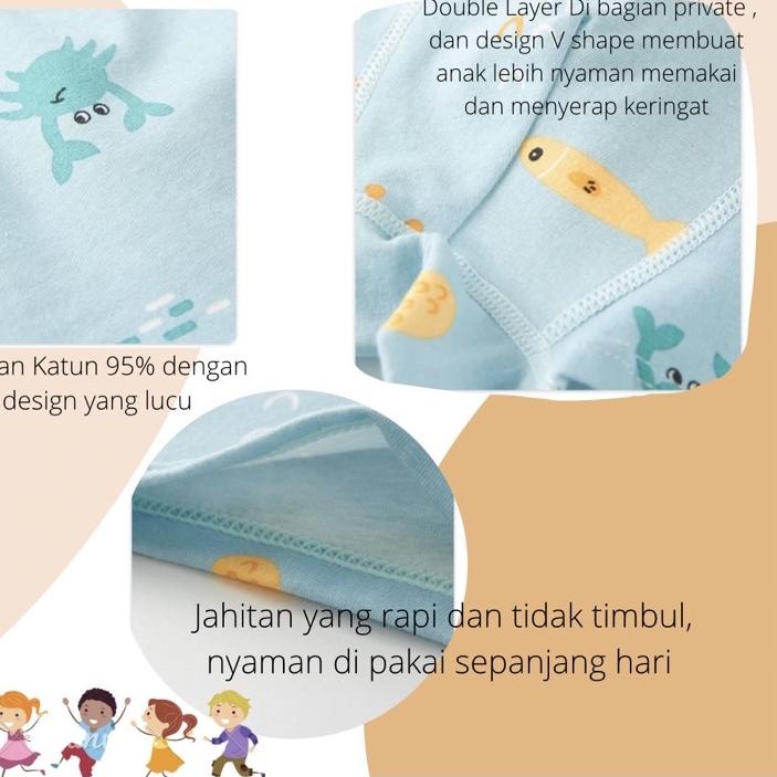 Celana Dalam Anak Boys / Boxer Cowok 1-9 Tahun Anak Laki - Laki 1pcs