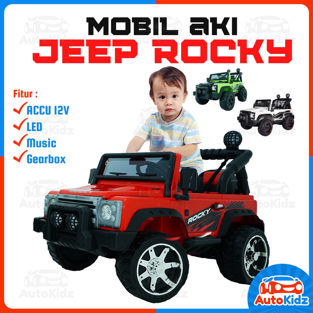 Mobil Aki Anak Besar Jeep Rocky Mobilan Listrik Bisa Dinaiki Remote Control Ride On Toys Tolocar