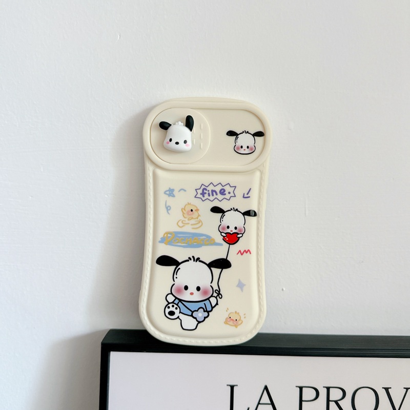 Pochacco &amp; Cinnamoroll Doll Push The Window Cover Soft Case iP iPhone 11 12 13 14 Pro Max White Casing Apple