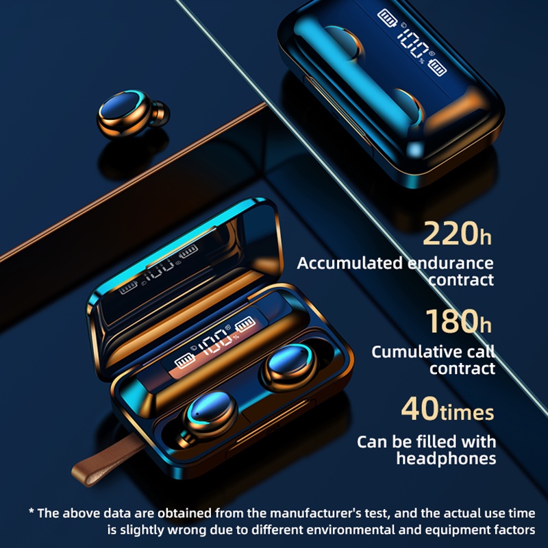 (COD) Headset Bluetooth TWS 9D HIFI Stereo Sound Quality Earbuds Wireless Portable Earphone Waterproof Handset bloetooth With Mic Mini Powerbank