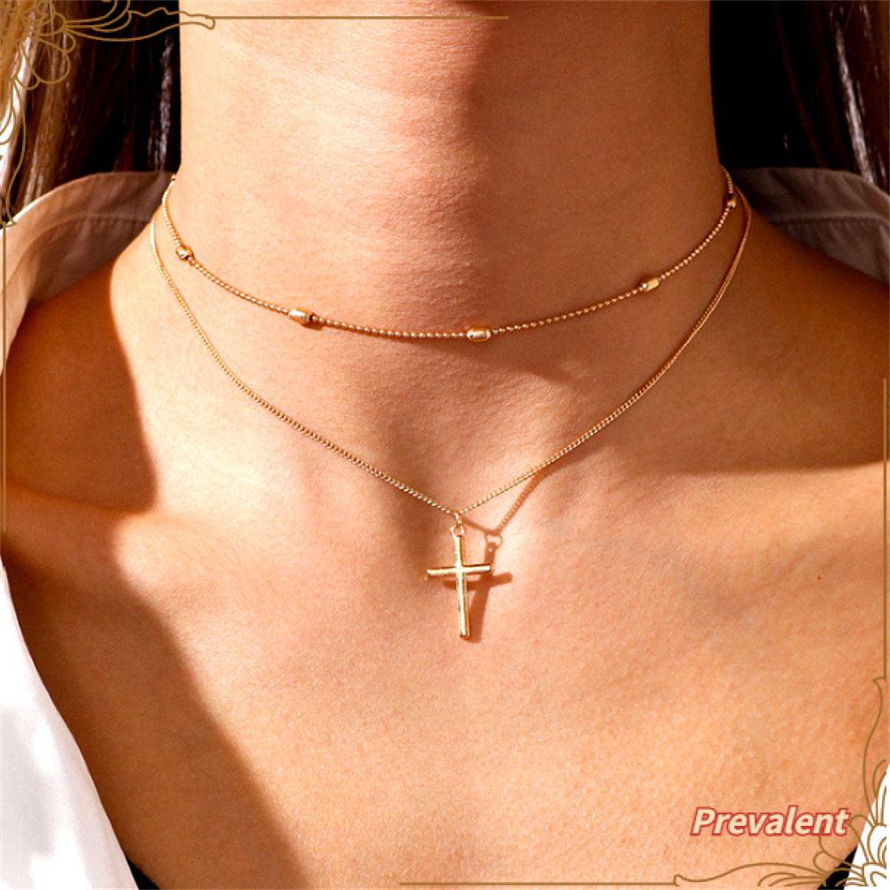 PREVA Cross Pendant Necklace Romantic Women's Jewelry Minimalist Clavicle Chain