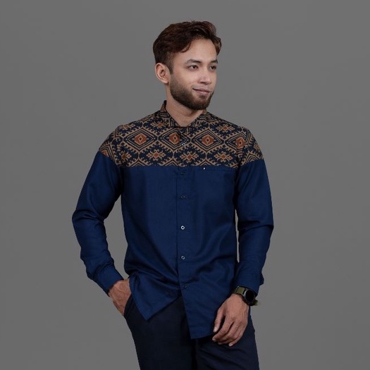 Jual Fadkhera Elhouda Navy Long Koko Modern Batik Shopee Indonesia