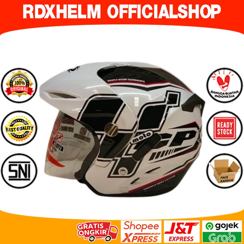 Helm Half Face GP New Diablo motif MOTO GP White Red (SNI)
