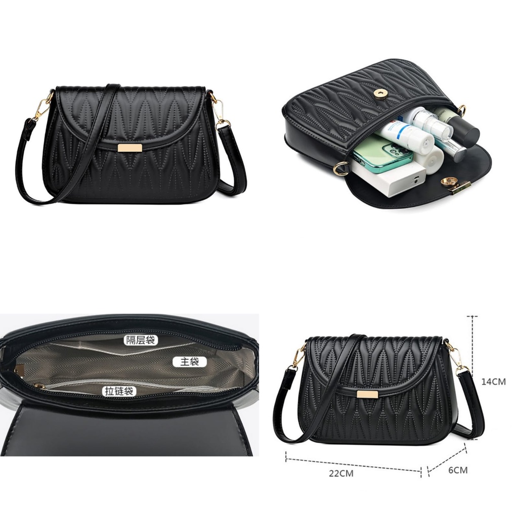 TAS SELEMPANG WANITA KOREA PESTA KULIT HITAM READA TA709B5 SLING BAG CEWEK MURAH FASHION REMAJA KEKINIAN PREMIUM BATAM BRANDED SIMPLE CASUAL