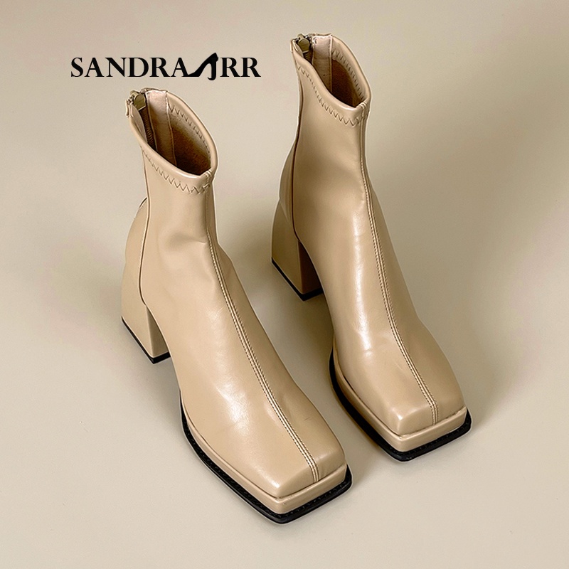 SANDRA JRR Sepatu Bot Wanita Sepatu Bot Platform Modis Sepatu Bot Kulit Hak Tinggi Wanita Sepatu Bot