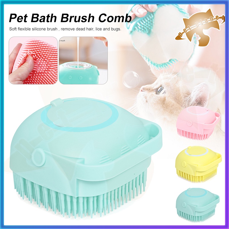 Sikat Mandi Kucing Anjing Sisir Pijat Silikon Pet Brush Anjing Kucing Pet Brush Grooming