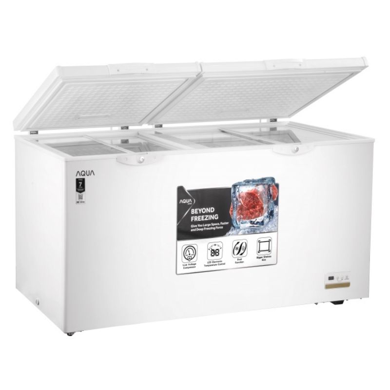 Freezer Box box Aqua 500GC kapasitas 500 liter New 2022 dengan tmbhn pntu glas door ( Khusus Sidoarj