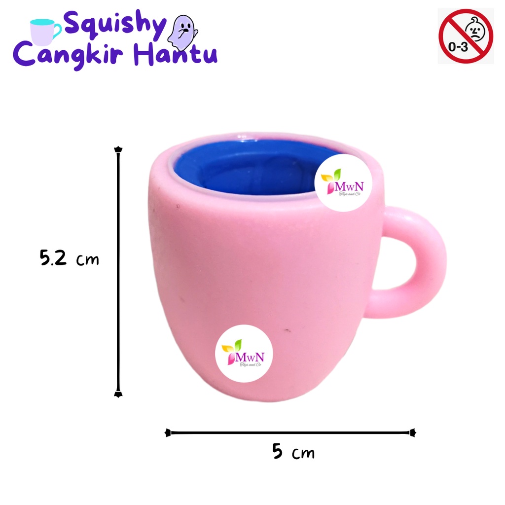 MWN Mainan Squishy bentuk Cangkir ada Hantu / Squishy cup Anti stress