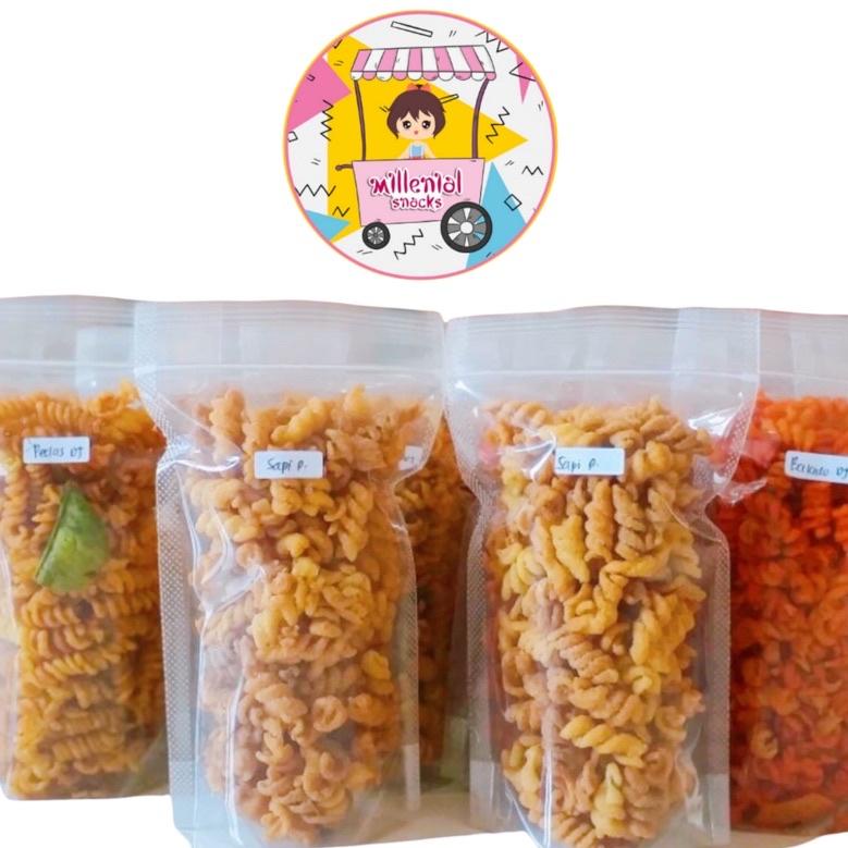 

❄ Makaroni Spiral Uril Pedas Daun Jeruk 80gr Kemasan Pouch ☯