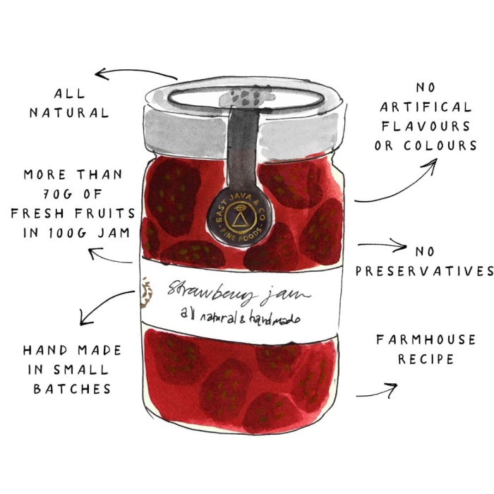 

selai- east java & co strawberry jam - 250 g (selai stroberi) -selai
