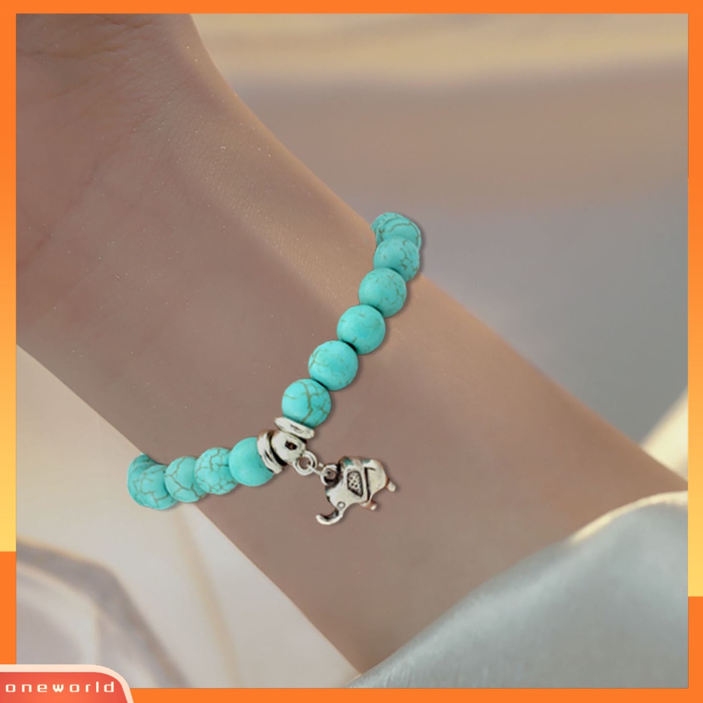 [ONE] Wanita Gelang Faux Turquoises Owl Perhiasan Manik-Manik Tahan Lama Bangle Perhiasan Hadiah