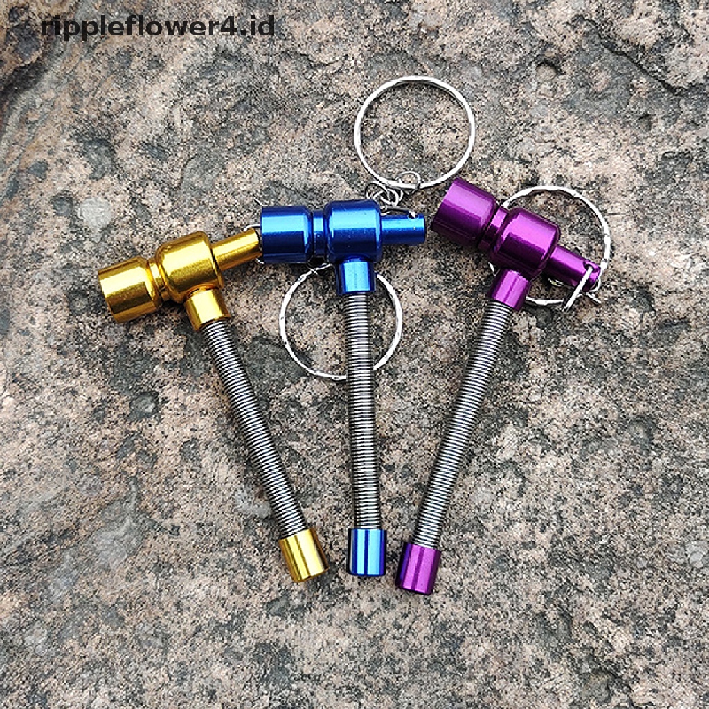 {rippleflower4.id} Metal Spring Pipe Pipa Portable Dengan Gantungan Kunci Aksesoris ett~