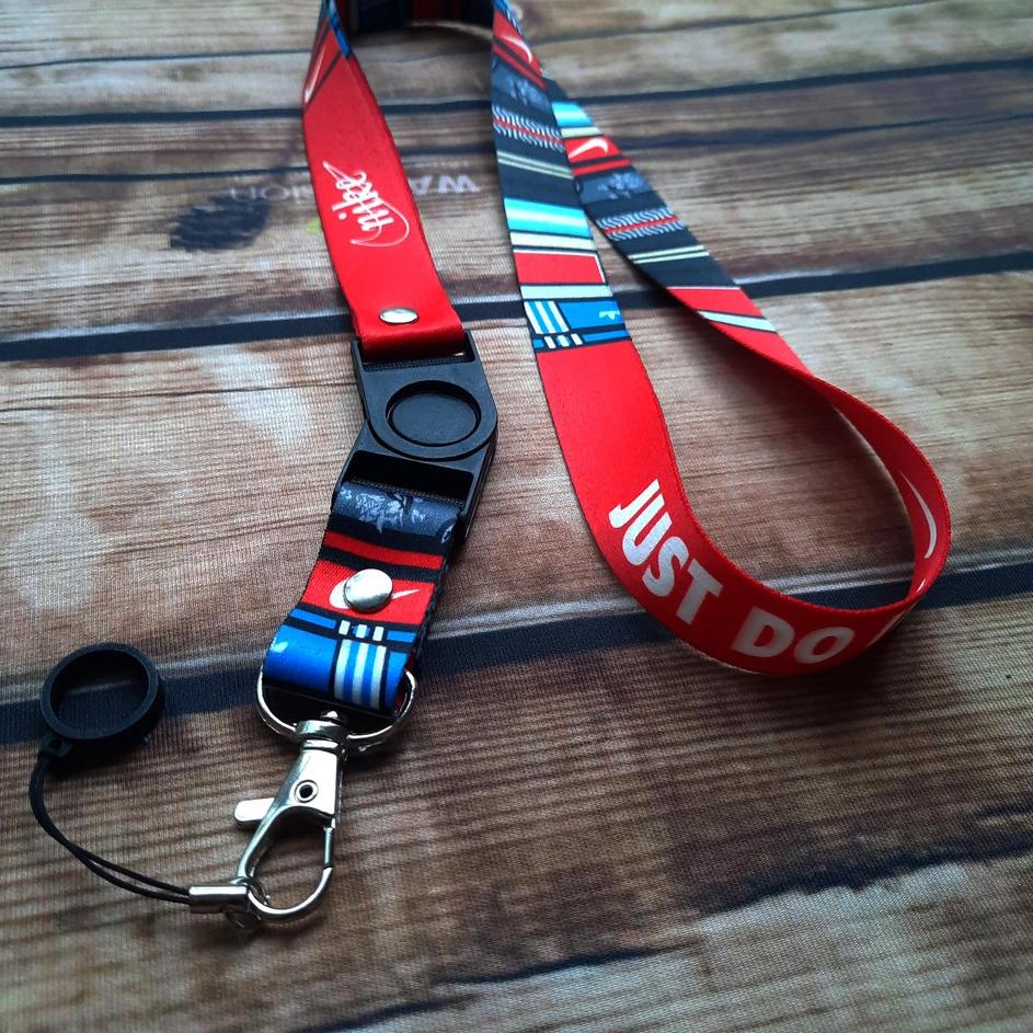 

[Y-1O ✉] Lanyard printing NIKE Gantungan ID card plus karet 13mm-bisa cod