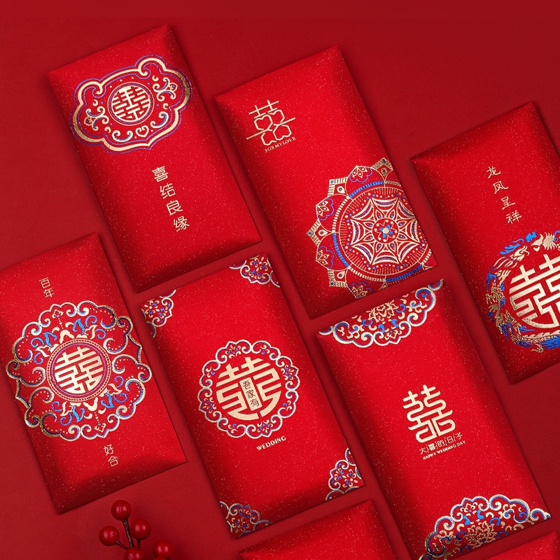 

[6 PCS GLITTER BESAR ANGPAO SHUANG XI 17 X 9 CM] BESAR Kertas Amplop Angpao /Angpau / Hongbao GLITTER Wedding, Sangjit , Uang Susu, Pernikahan / Shuang Xuang Xi