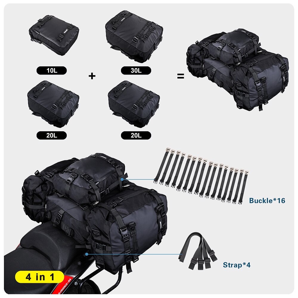 Rhinowalk Tas Ransel Motor Touring Back Seat Tail Storage Bag 20L - MT21620 - Black - 7RSEK0BK