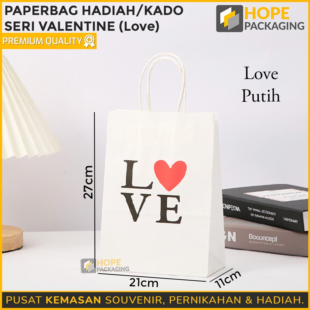 [ ISI 3 PCS ] PaperBag Hadiah Kado Seri Valentine Love M= 27x21x11 cm / Paper Bag Tas kertas