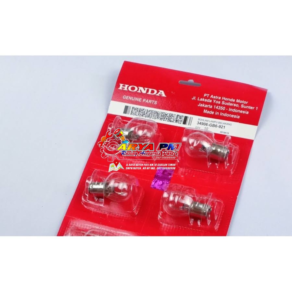 Bohlam Lampu Belakang Lampu Stop Motor Universal Honda Beat CB150R Scoopy Supra X 125 34906GB6921 Or