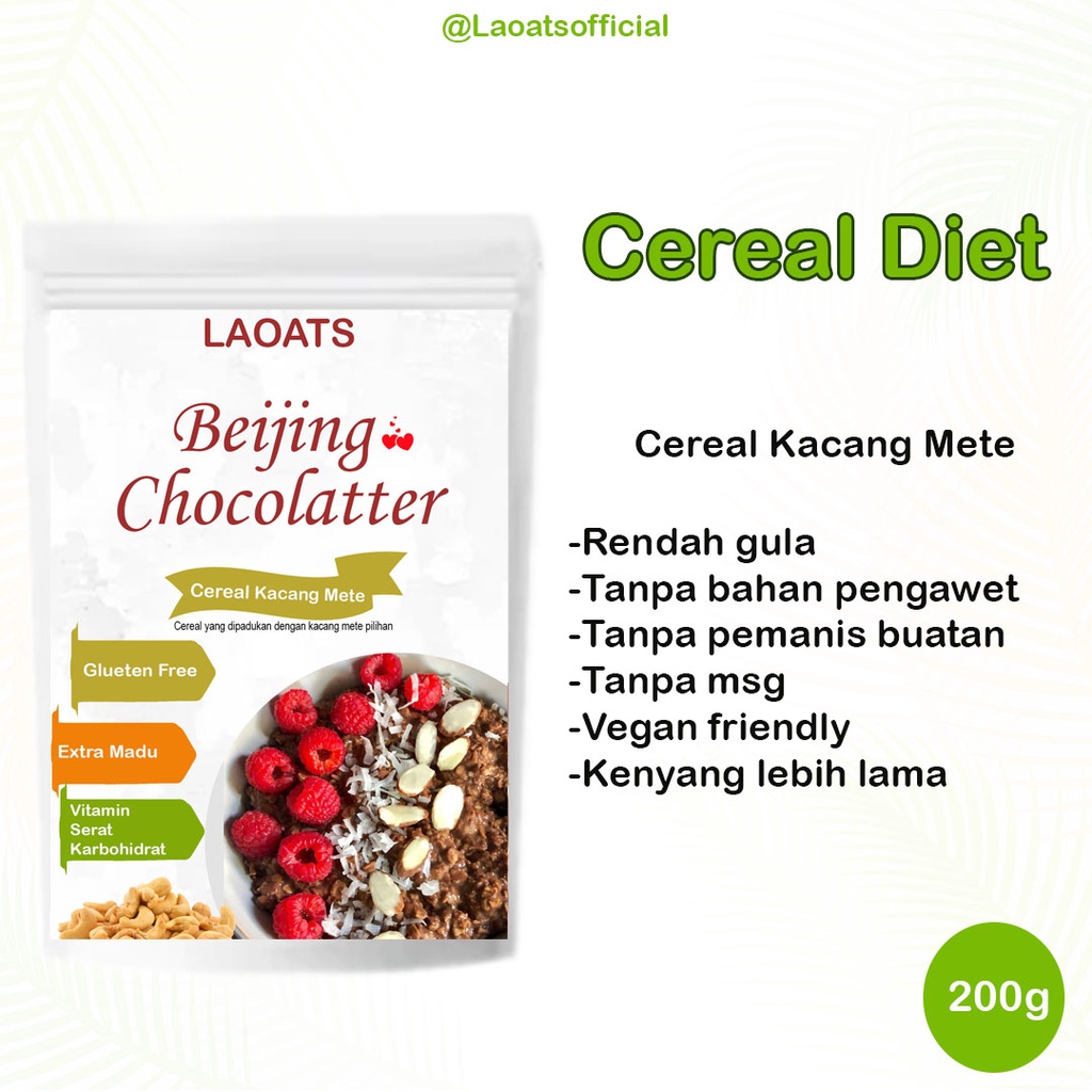 

Sereal Diet Pelangsing Penurun Berat Badan Rolled Oat Almond Milk Chia Seed Oatmeal Rendah Gula Kacang Mete Beijing Chocolatter Laoats (200g)