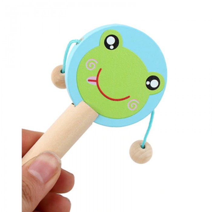 MAINAN MUSIK ANAK BAYI RATTLE DRUM TEPUK KAYU MONTESSORI CLAPPER HEWAN ALAT MUSIK WOODEN HAND DRUM EDUCATION TOY