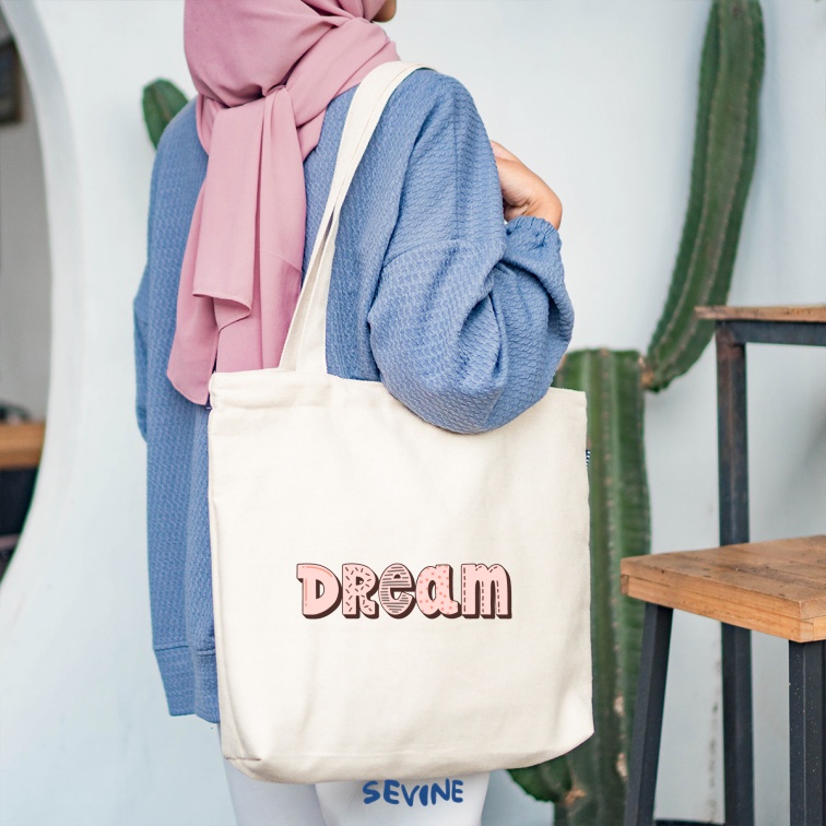 Sevine Tote Bag Kanvas Emily Resleting Kantong Tas Laptop Wanita Kuliah Sekolah Fashion Totebag Kerja Quotes Aesthetic - GF