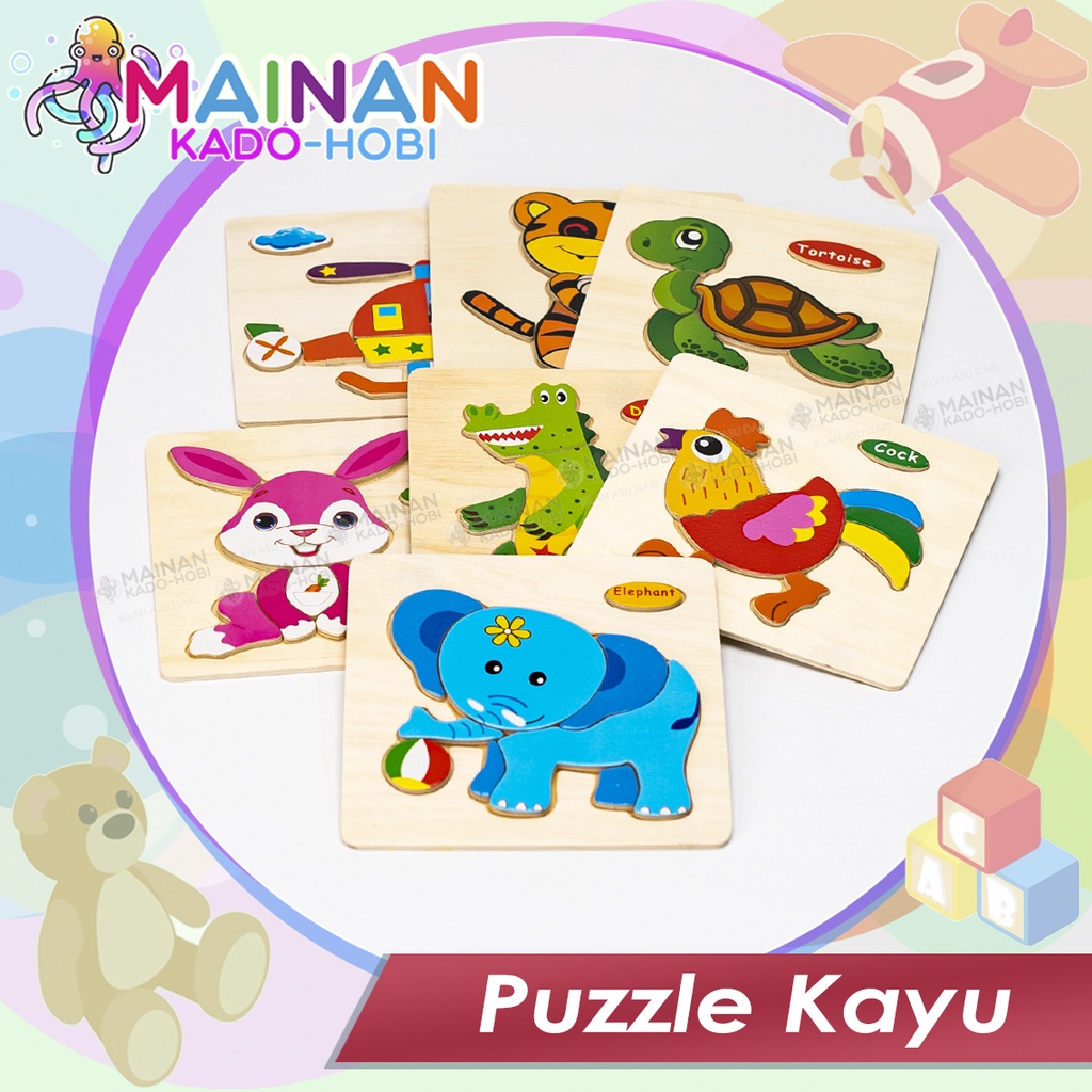 KADO NATAL ANAK MAINAN EDUKASI WOODEN PUZZLE KAYU KARAKTER LUCU