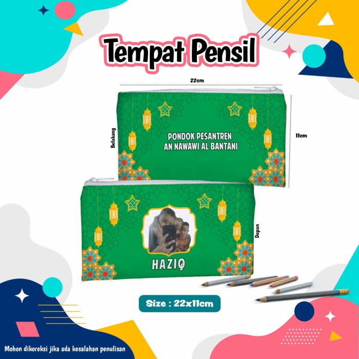 

tempat pensil case custom sekolah keren tambah foto tulisan