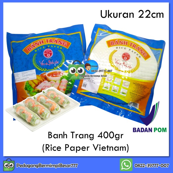 

Banh Trang Rice Paper 400gr 22inch | Kulit Lumpia Vietnam | Rice Paper