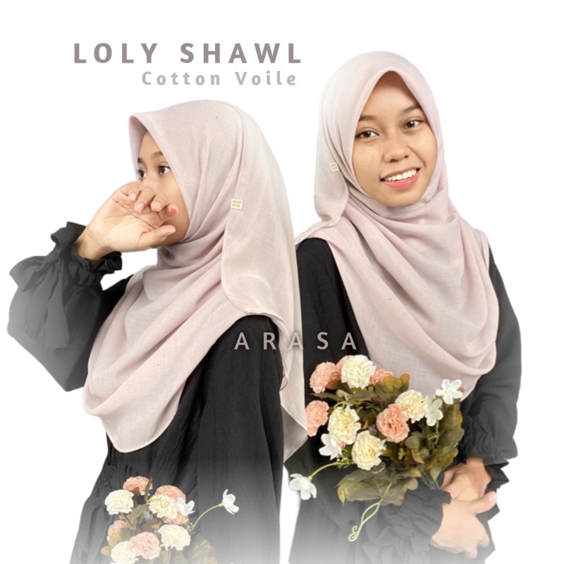 Loly Shawl by Arasa Hijab • Cotton Voile Pashmina Segiempat • Hijab malaysia • Hijab Kondangan • Hijab pengantin • Bride Shawl • Hijab wisuda