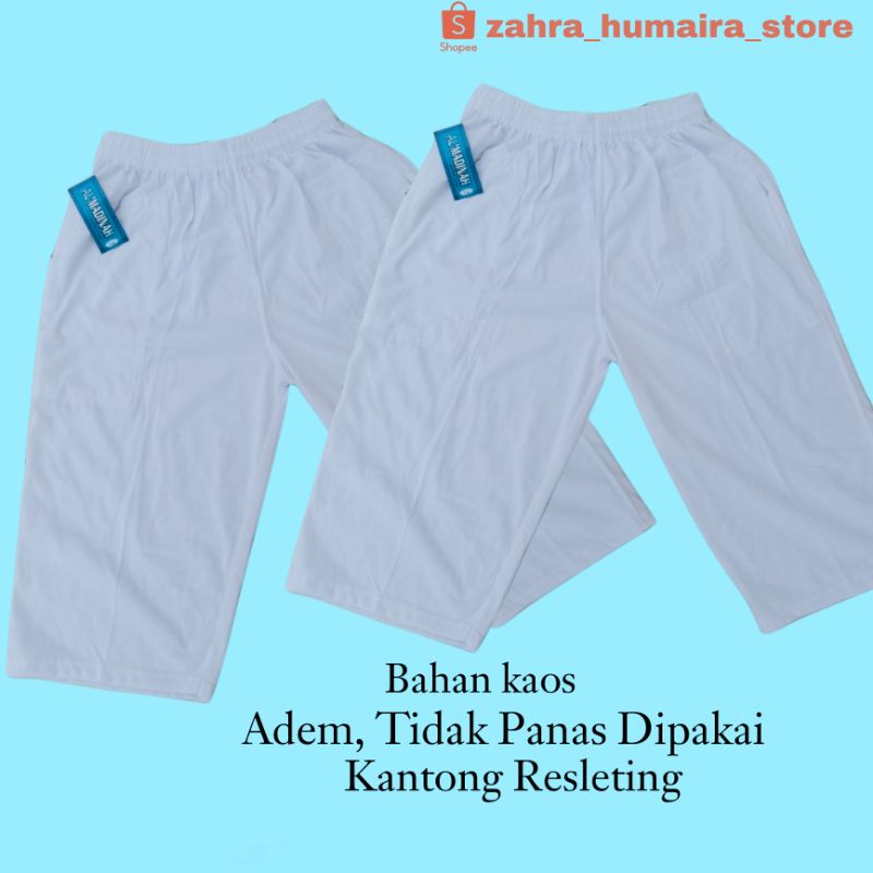 CELANA PUTIH KAOS HAJI DAN UMROH 7/8 CELANA KATOK KOLOR 7/8 PUTIH BAHAN KAOS