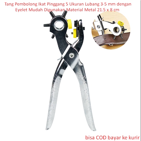 Tang Pembolong Ikat Pinggang 5 Ukuran Lubang 3-5 mm dengan Eyelet Mudah Digunakan Material Metal 21.