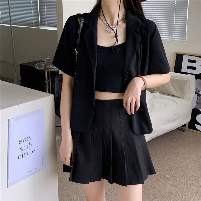 blazer Korea  wanita lengan pendek kasual/ pakaian korea/ baju korea/jas/jaket size S M L XL