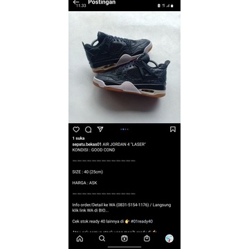 Sepatu second aj retro 4 laser