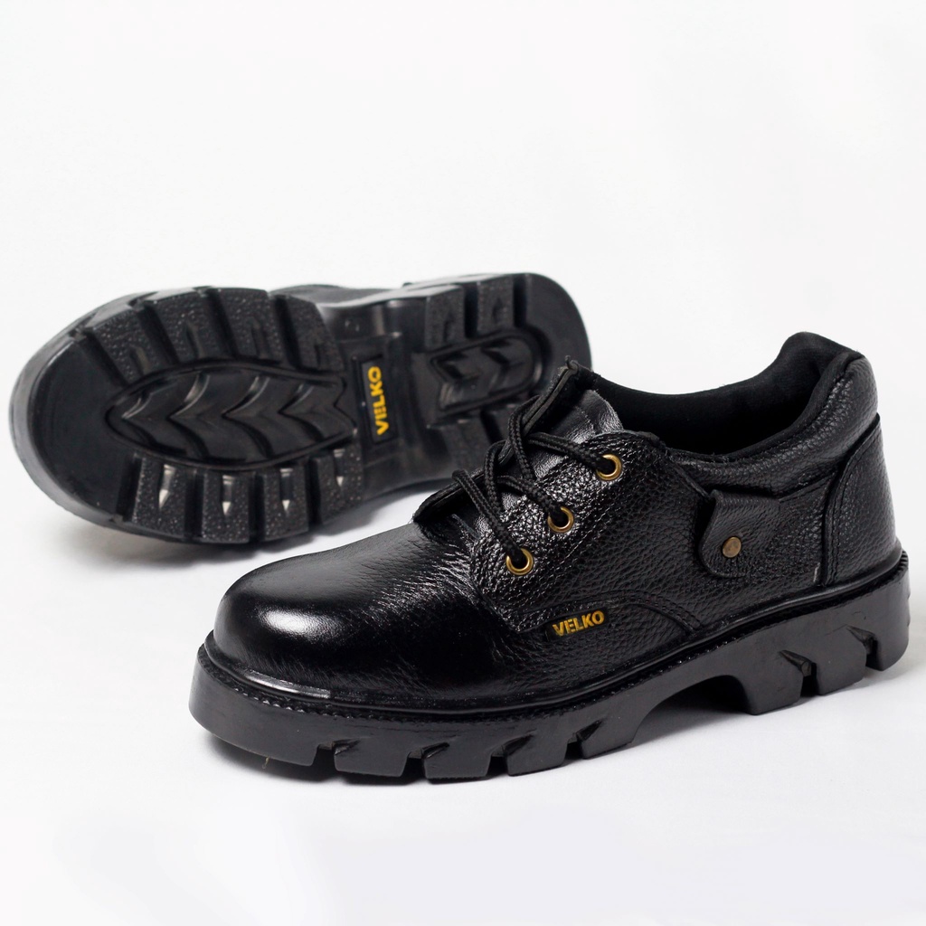 Sepatu Safety Pria Kulit Sapi Asli Ujung Besi